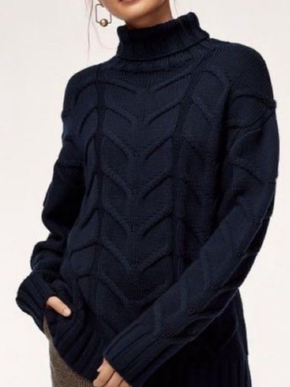 Wilfred Aritzia Wool Champeaux Turtleneck Navy Sweater Size S - Oversized